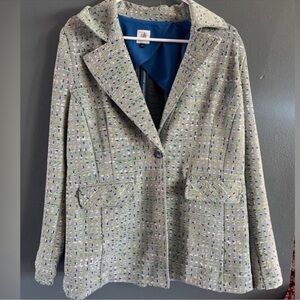 CAbi Women's Textured Blazer - Green and Blue